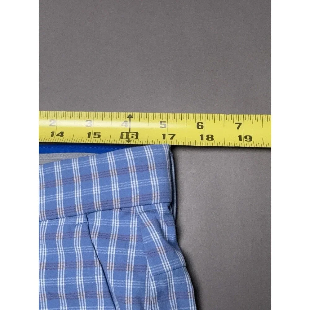 Tommy Bahama Blue Plaid Nylon Bermuda Chino Shorts 34
